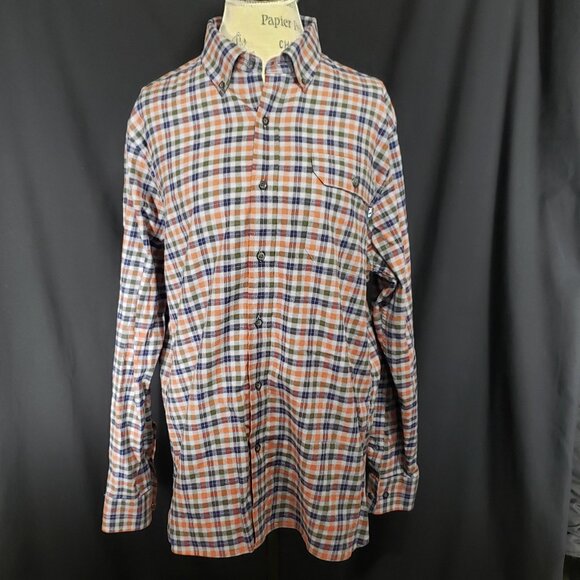 Fish Hippie Men's LS Button Front Flannel - Blue Orange Green Gray - Sz L* - Picture 1 of 5